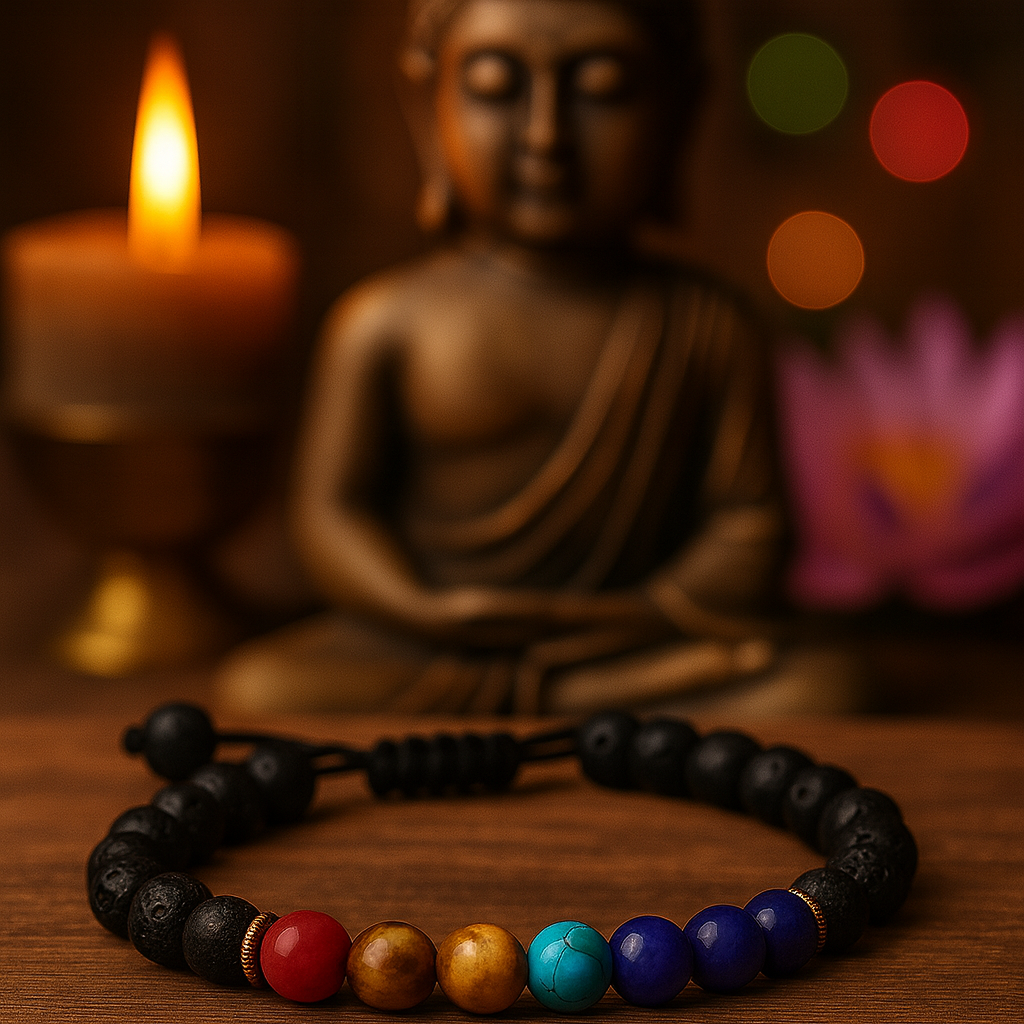 🌀 Equilibra tu energía y eleva tu vida - Pulsera 7 Chakras con Minerales Enérgeticos.